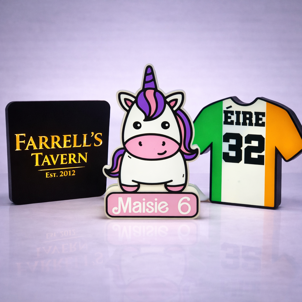 Custom personalised 3D printed light gift in Ireland