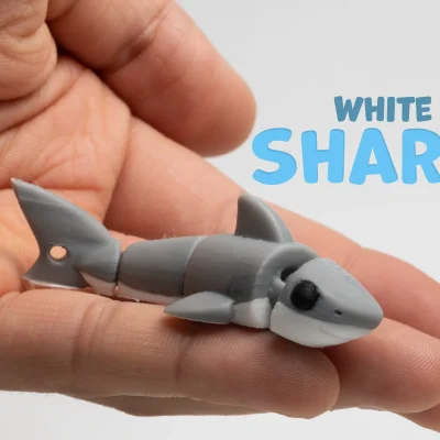 White Shark Keychain Flexie
