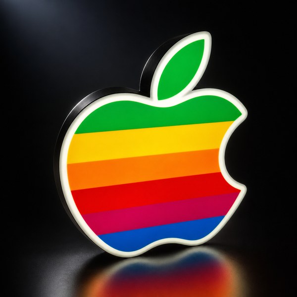Apple LED light box sign for a modern desk or gaming setup