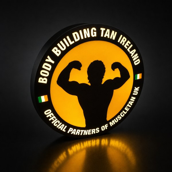 Custom LED light box sign for a small Irish business