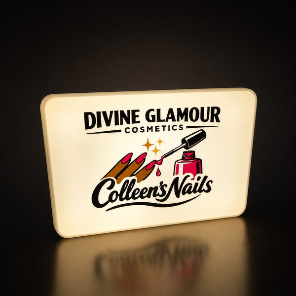 Custom LED light box for a salon or beauty business in Ireland