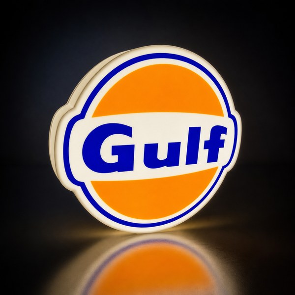 Gulf LED light box sign for classic garage décor