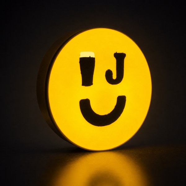 Colourful LED light box on a gaming room wall